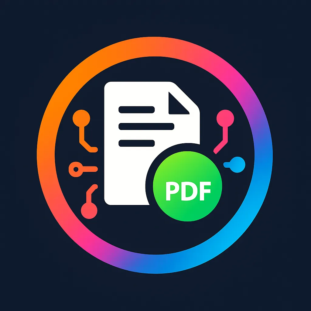 Tech-style circular logo representing the TEXT to PDF Converter Tool