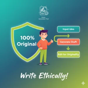 comparing slow manual writing to fast Essay Generator Tool drafting on a vibrant gradient background.