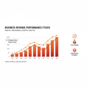 Infographic combining bar and line charts for business revenue analysis.