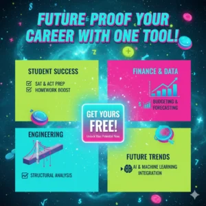 Futuristic infographic guiding career boosts via scientific calculator trends.