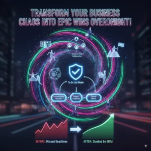 Colorful business workflow enhancement steps.